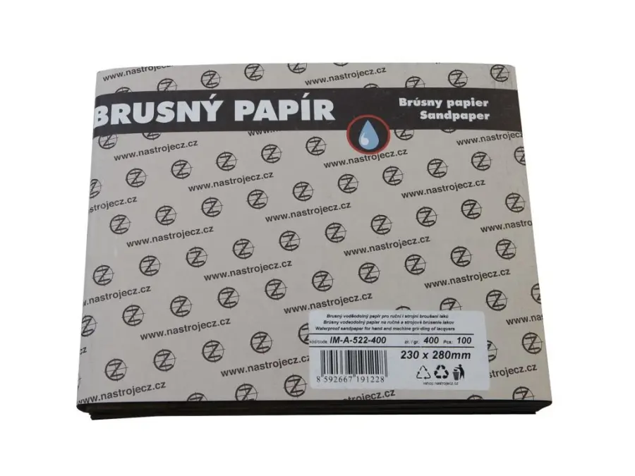 Brusný voděodolný papír 230x280mm zrnitost 220 pro ruční i strojní broušení laků b100